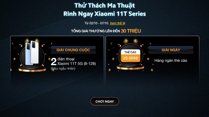 Tham gia liền minigame này, cơ hội nhận về Xiaomi 11T 5G cực xịn