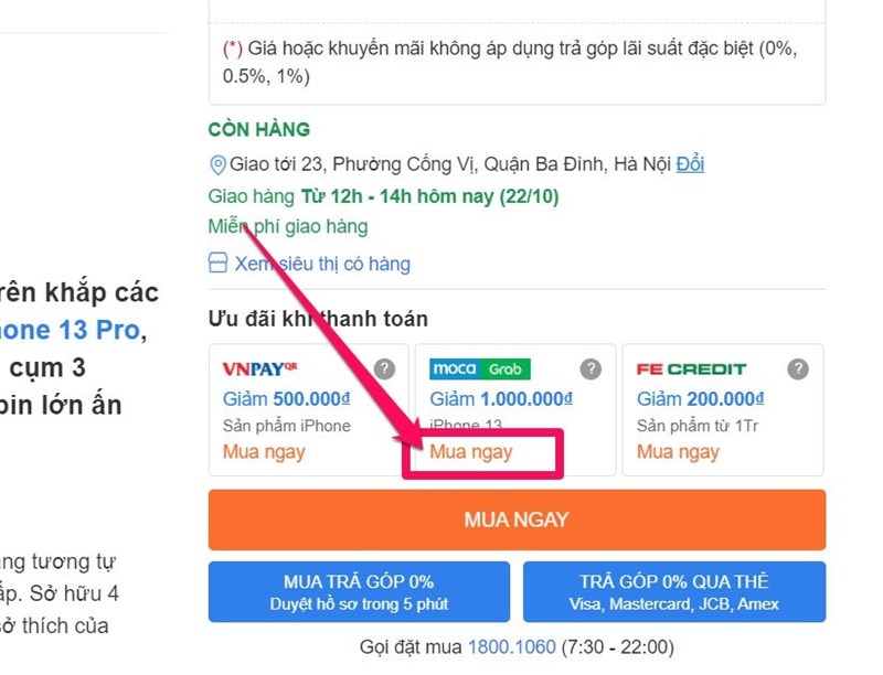 CÁC BƯỚC THANH TOÁN VÍ MOCA CHO IPHONE 13 CÁC BƯỚC THANH TOÁN VÍ MOCA CHO IPHONE 13