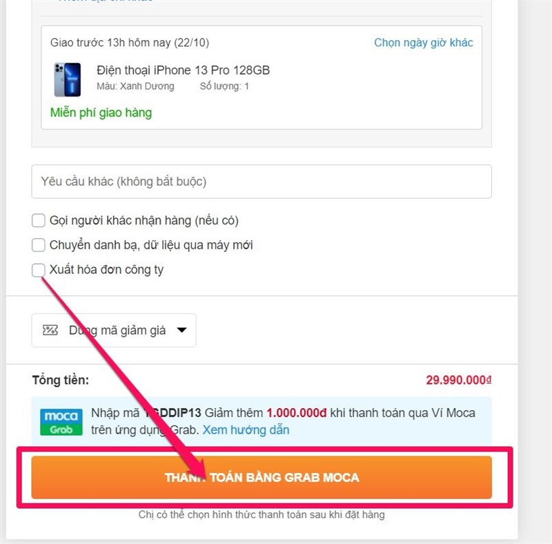 CÁC BƯỚC THANH TOÁN VÍ MOCA CHO IPHONE 13 CÁC BƯỚC THANH TOÁN VÍ MOCA CHO IPHONE 13