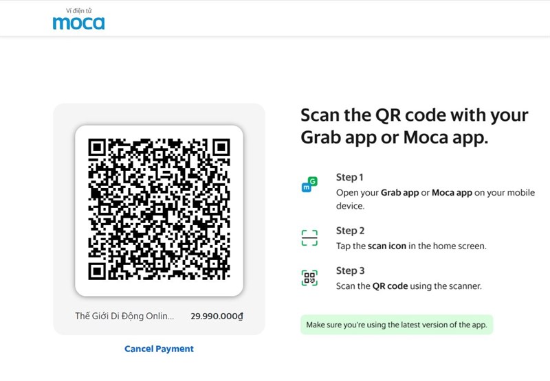 CÁC BƯỚC THANH TOÁN VÍ MOCA CHO IPHONE 13 CÁC BƯỚC THANH TOÁN VÍ MOCA CHO IPHONE 13