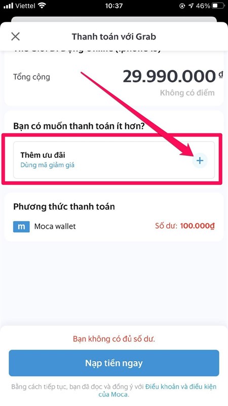 CÁC BƯỚC THANH TOÁN VÍ MOCA CHO IPHONE 13 CÁC BƯỚC THANH TOÁN VÍ MOCA CHO IPHONE 13