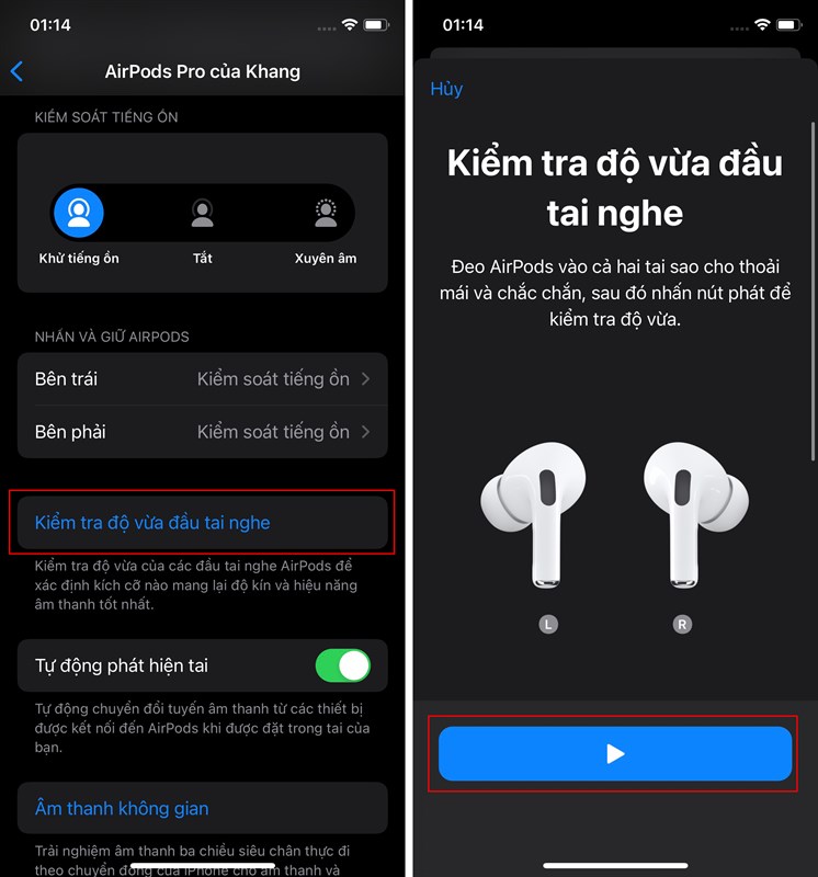 cách chọn nút đệm cao su tai nghe AirPods Pro