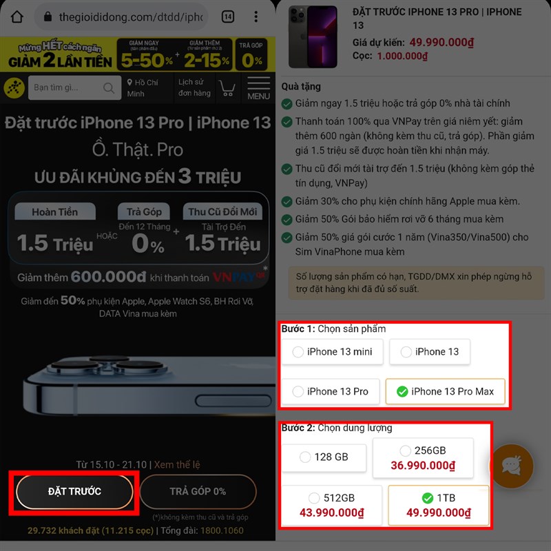 Đặt trước iPhone 13 Đặt trước iPhone 13