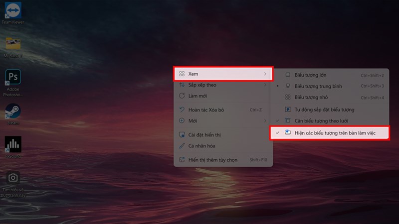 Cách ẩn hoặc hiện các icon Cách ẩn hoặc hiện các icon