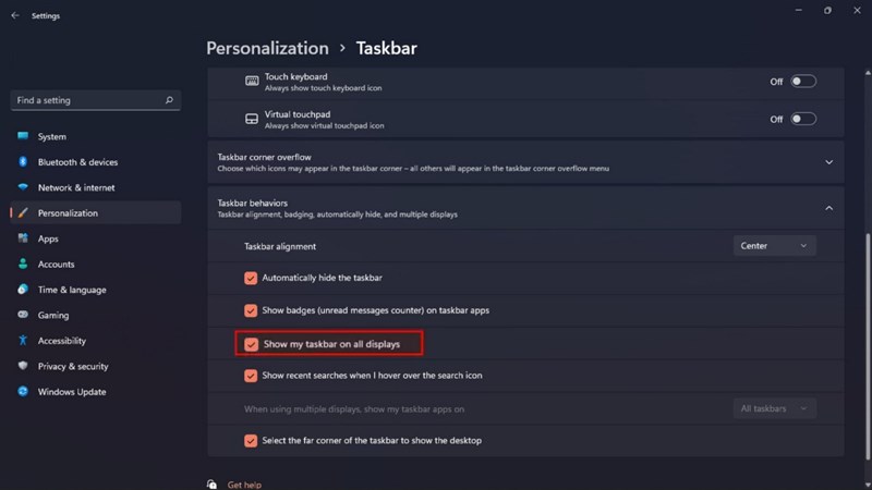 Cách hiển thị thanh taskbar trên nhiều màn hình trong Windows 11
