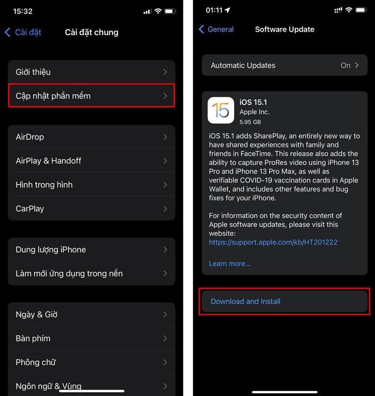 Cách cập nhật iOS 15.1 RC