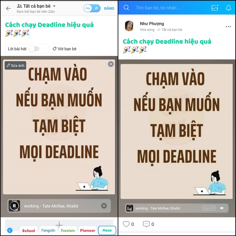 Cách đăng nhật ký kèm nhạc trên Zalo Cách đăng nhật ký kèm nhạc trên Zalo