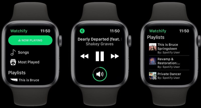 Giao diện Spotify trên Apple Watch vẫn chưa được tối ưu tốt.