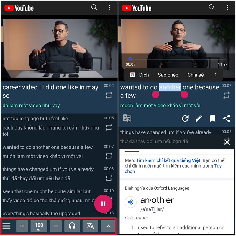 Cách xem phụ đề song ngữ trên YouTube bằng điện thoại