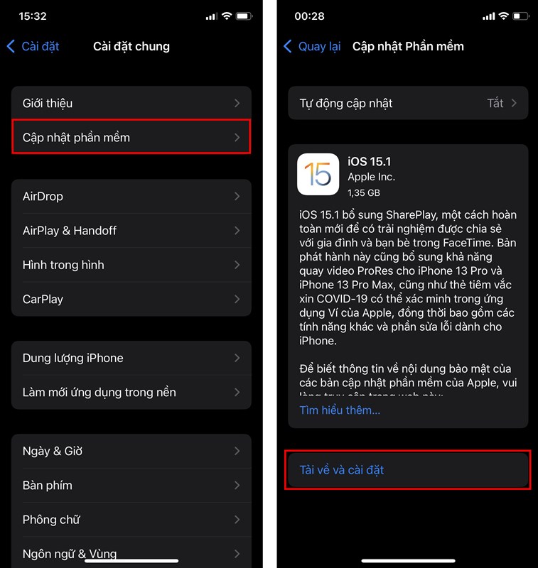 Cách cập nhật iOS 15.1 chính thức