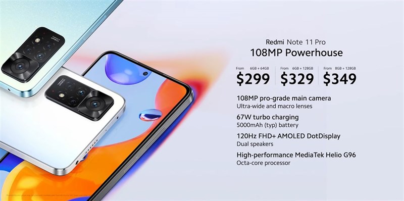 Redmi Note 11 Pro có mức giá vô cùng hấp dẫn. Nguồn: Xiaomi