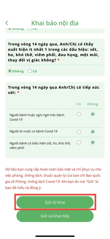 Cách khai báo di chuyển nội địa hộ người khác trên PC Covid