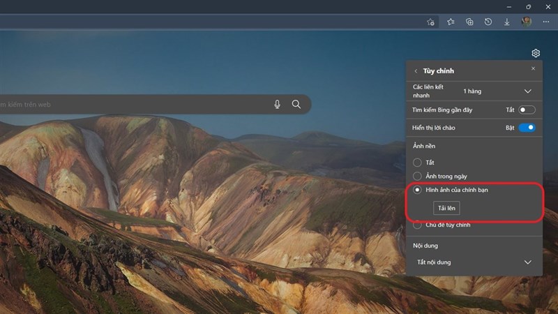 Cách thay đổi hình nền giao diện cho Microsoft EDGE