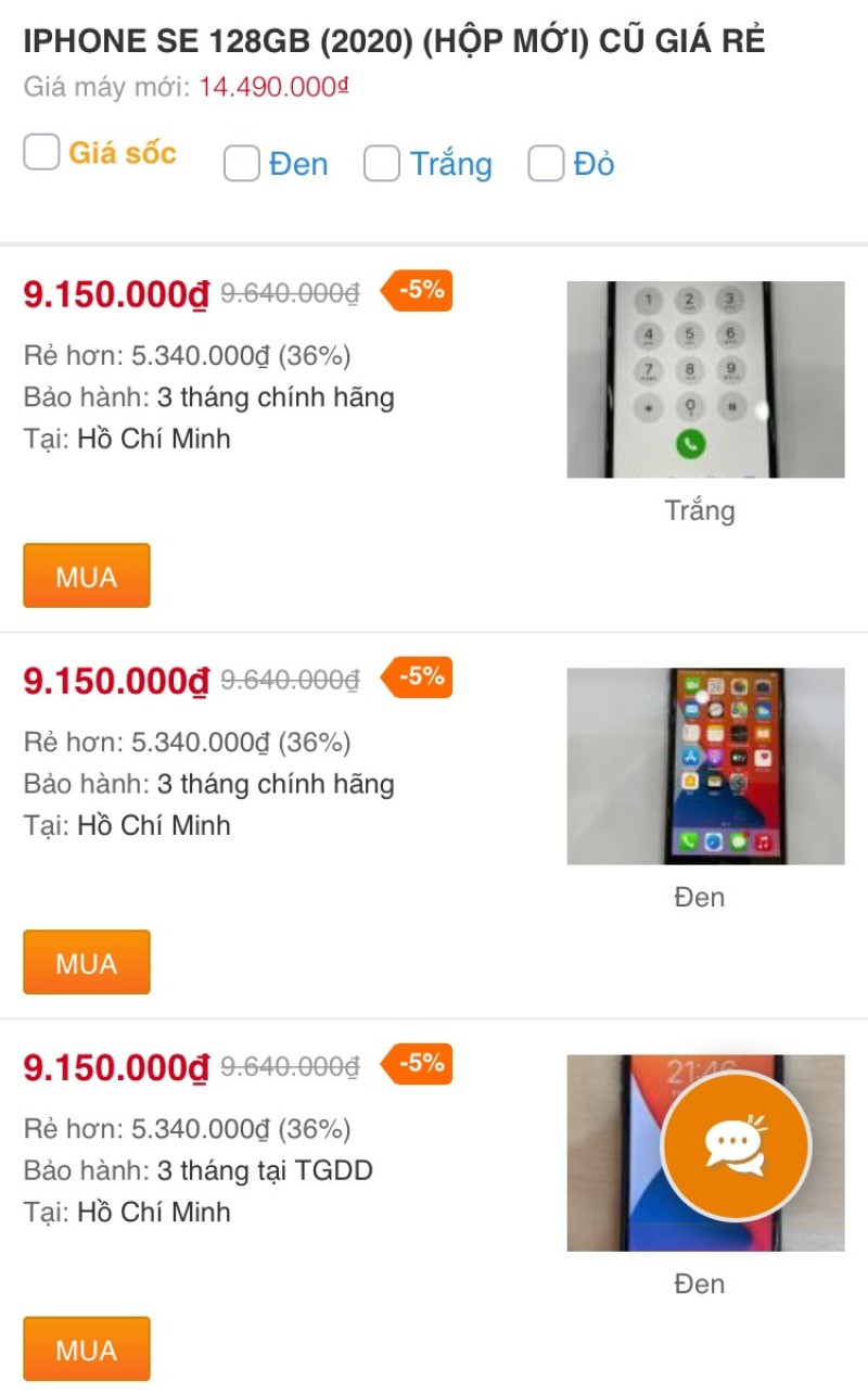 iPhone SE 128GB 2020 (Hộp mới) cũ