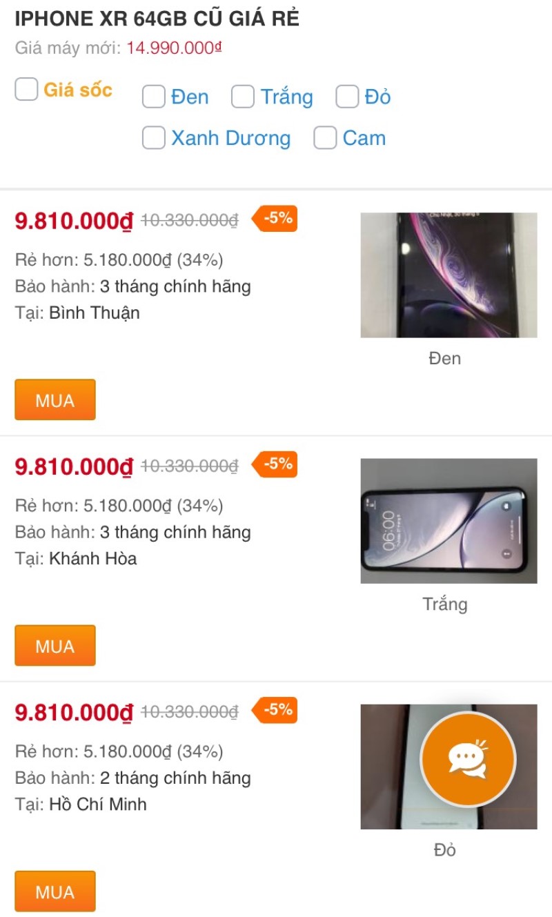iPhone XR 64GB cũ