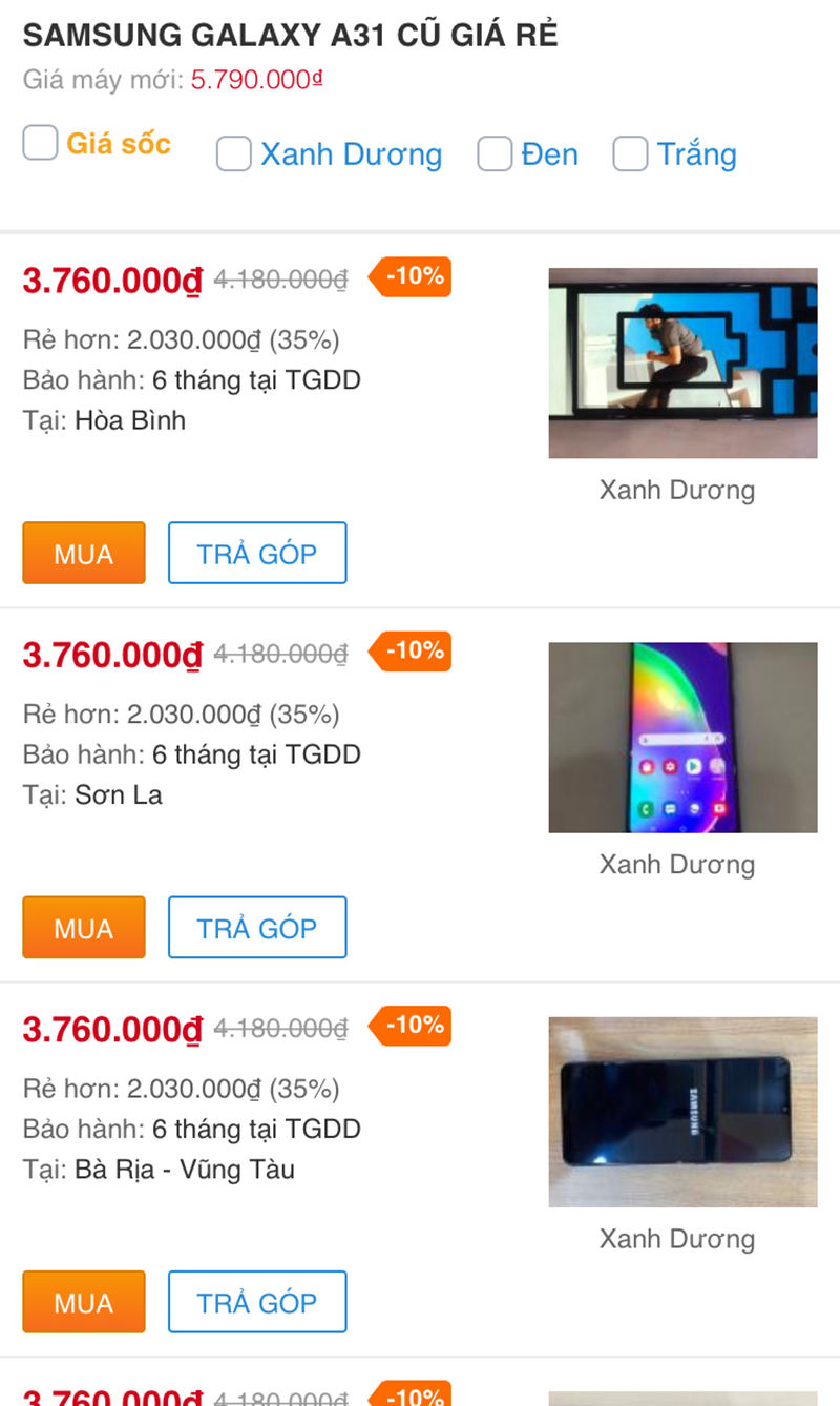 Galaxy A31 cũ Galaxy A31 cũ