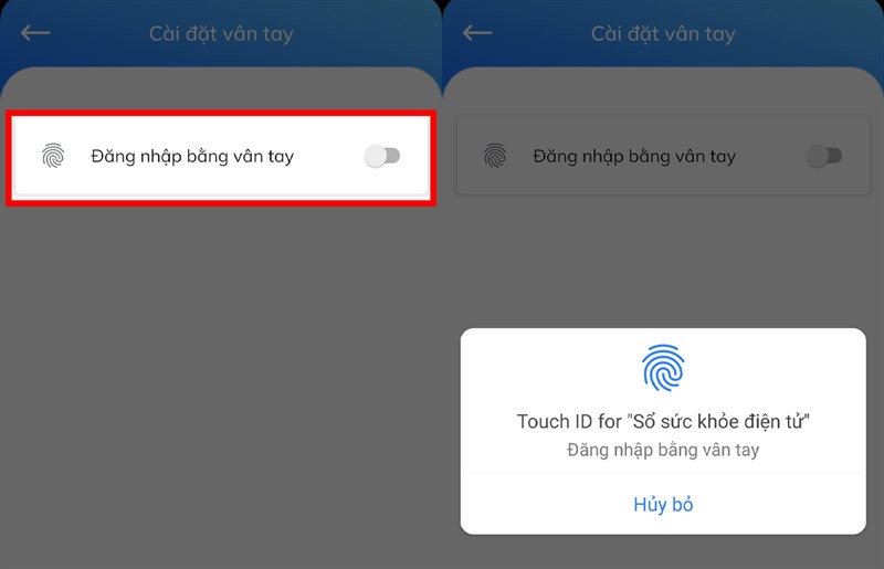 Cách đăng nhập SSKĐT bằng vân tay