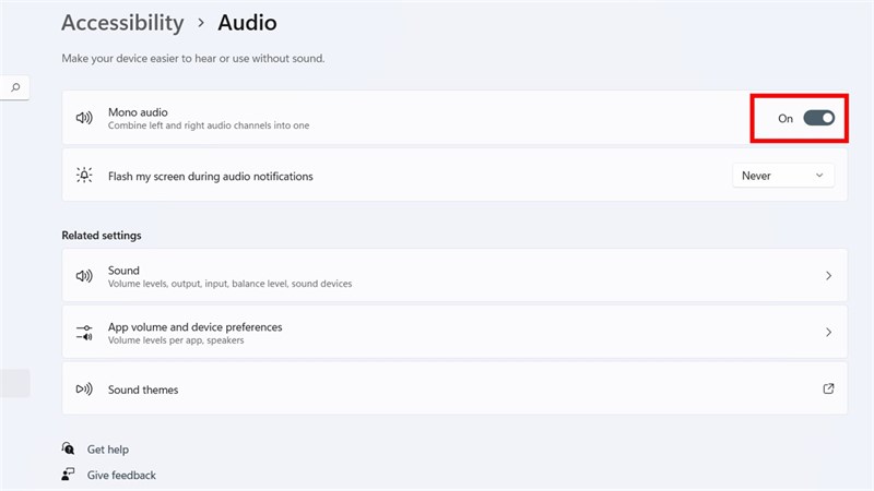Cách bật Mono audio trên Windows 11