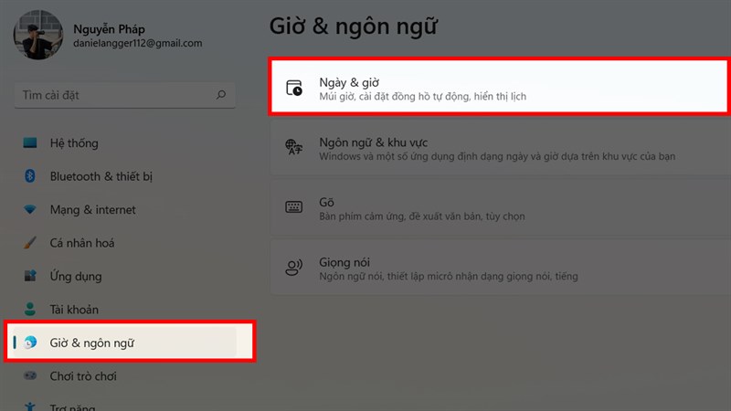 Sửa thời gian Windows 11