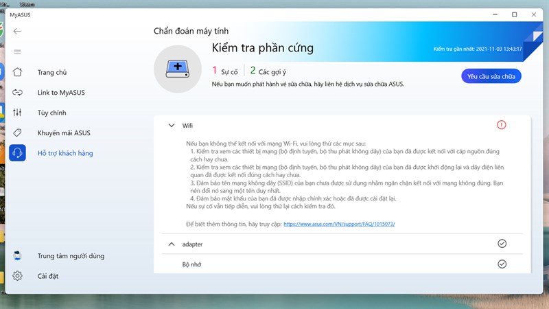 Kiểm tra lỗi máy tính ASUS