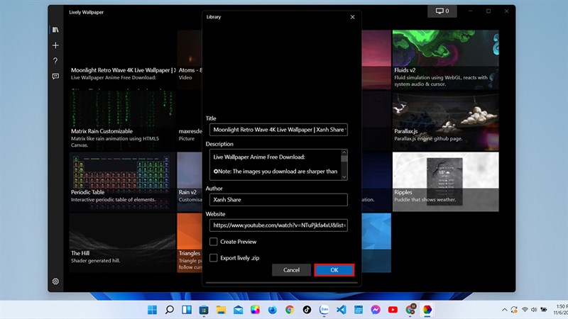 cài đặt hình nền động trong Windows 11