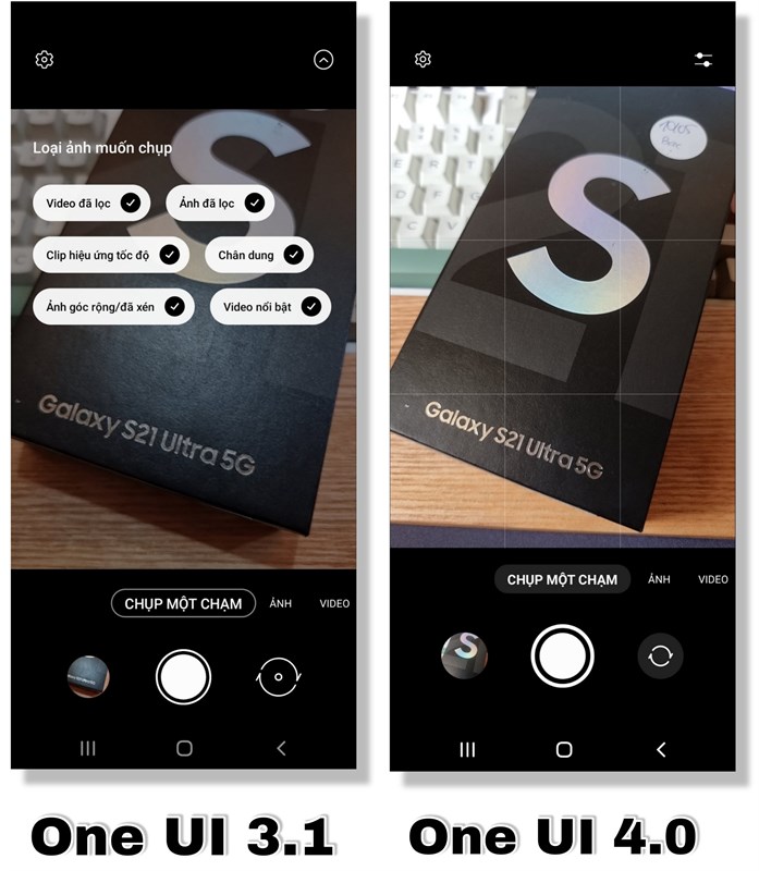 Giao diện tính năng chụp một chạm được làm đơn giản hơn trên One UI 4.0.