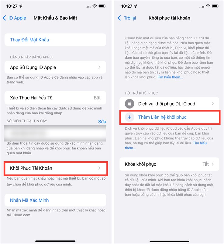 Cách thêm liên lạc đáng tin cậy để khôi phục tài khoản iCloud trên iOS 15