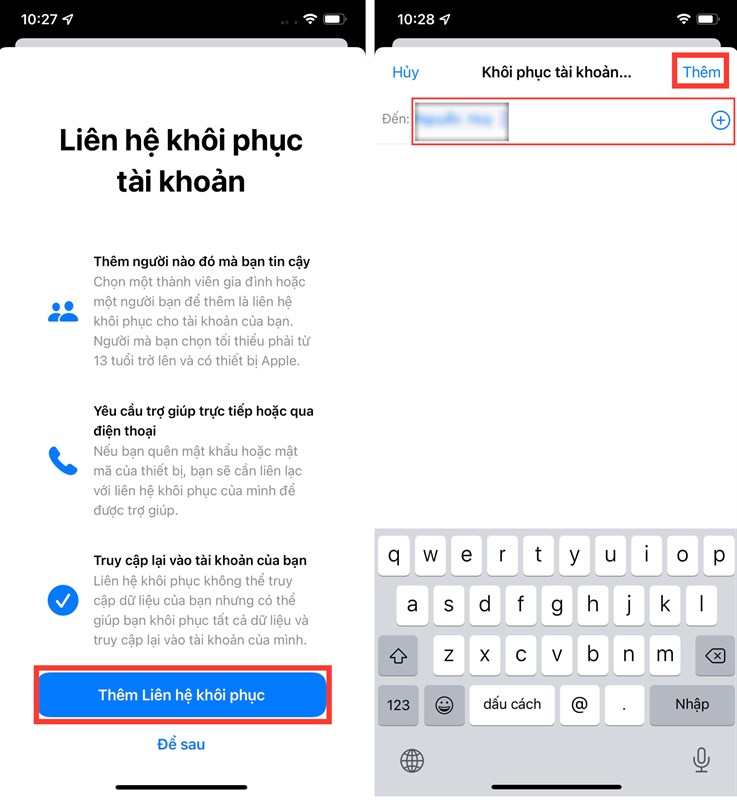 Cách thêm liên lạc đáng tin cậy để khôi phục tài khoản iCloud trên iOS 15