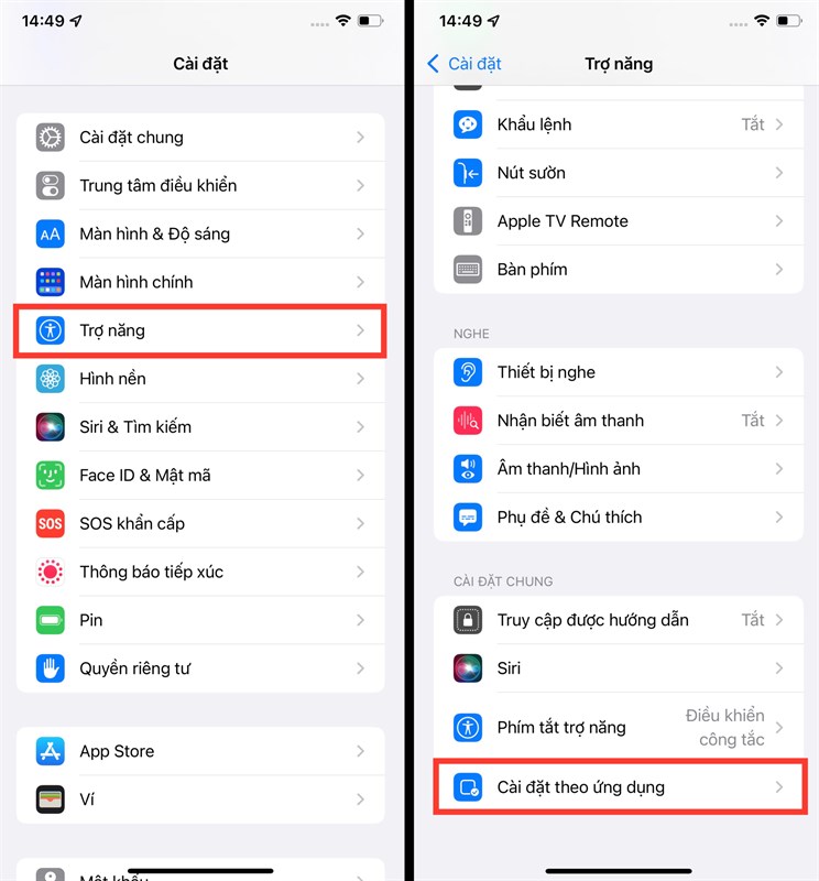 Cách thiết lập cài đặt trợ năng cho từng ứng dụng trên iOS 15 Cách thiết lập cài đặt trợ năng cho từng ứng dụng trên iOS 15