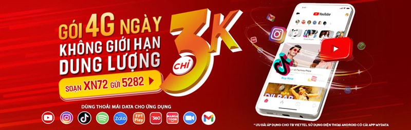 Cách đăng ký 4G Viettel ngày theo nhóm ứng dụng thông qua App MyData