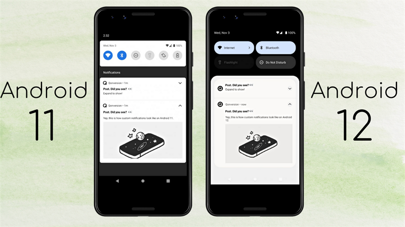 Giao diện Android 11 vs Android 12
