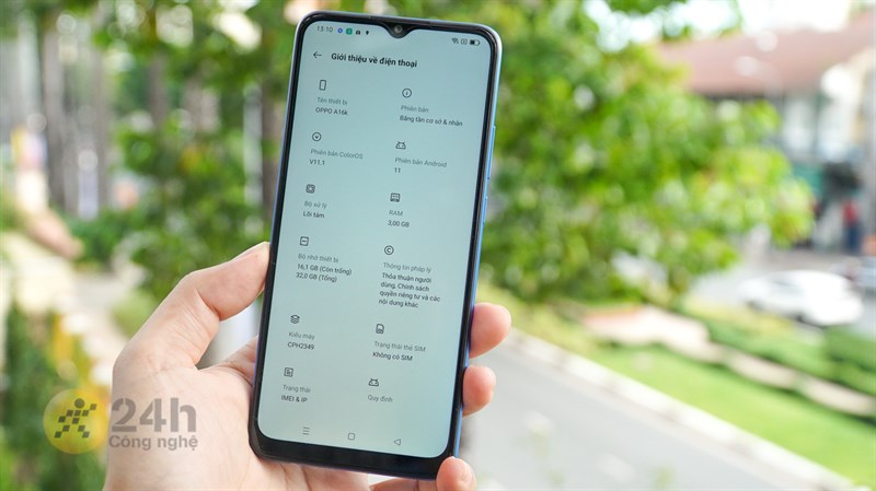 Thông tin về cấu hình điện thoại OPPO A16K