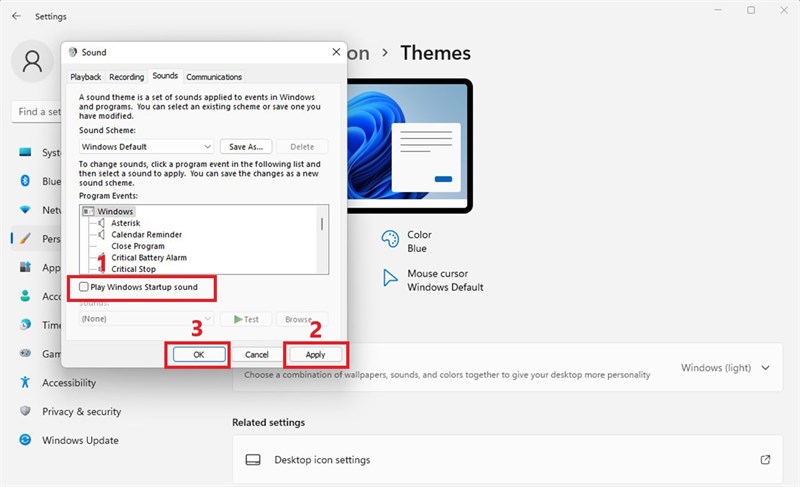 Cách tắt âm thanh khởi động trên Windows 11