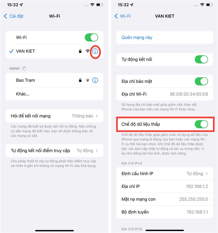 Cách sử dụng chế độ dữ liệu thấp mạng Wi-Fi trên iPhone Cách sử dụng chế độ dữ liệu thấp mạng Wi-Fi trên iPhone