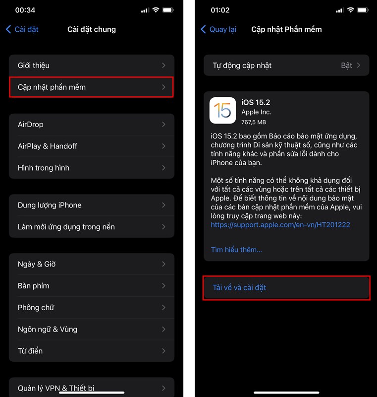 Cách cập nhật iOS 15.2 chính thức Cách cập nhật iOS 15.2 chính thức