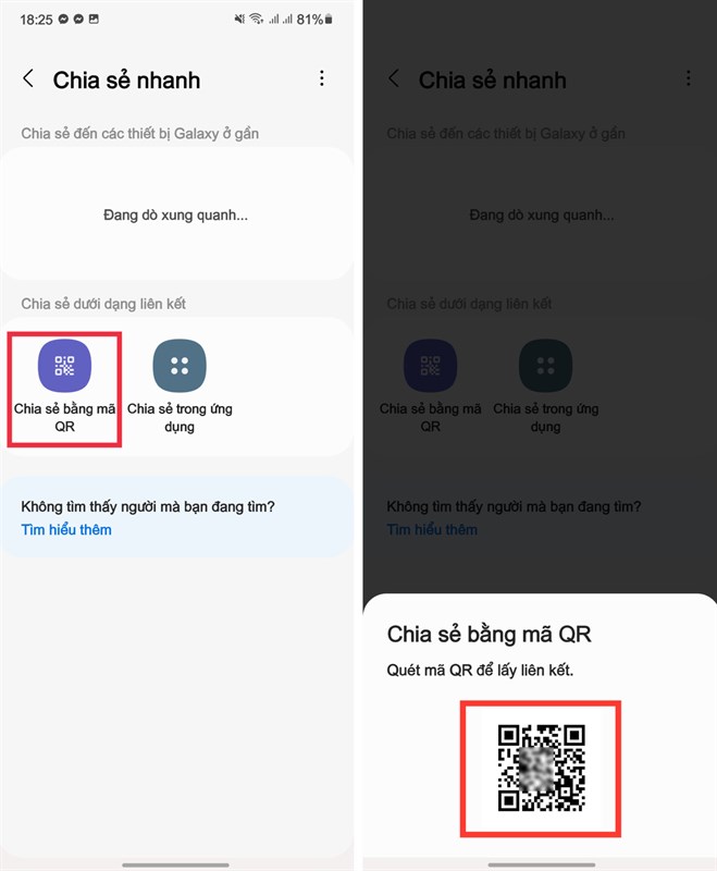 Cách chia sẻ file bằng mã QR trên điện thoại Samsung Cách chia sẻ file bằng mã QR trên điện thoại Samsung