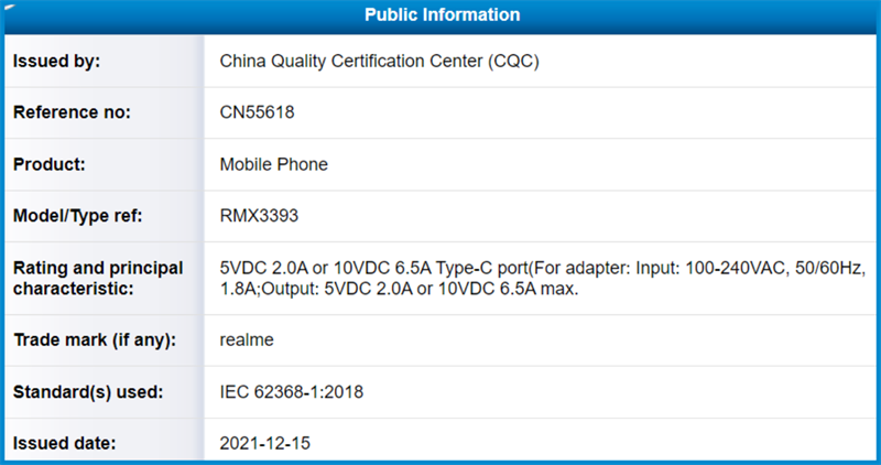 Số model RMX3393 trên CQC được cho là của Realme 9 Pro Plus Số model RMX3393 trên CQC được cho là của Realme 9 Pro Plus