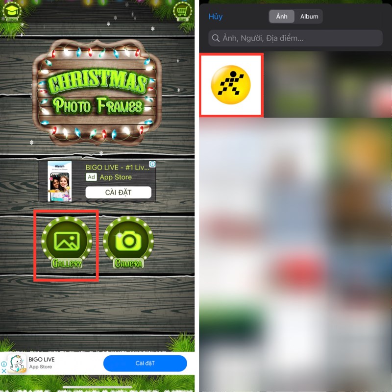 Cách thêm khung ảnh giáng sinh trên điện thoại