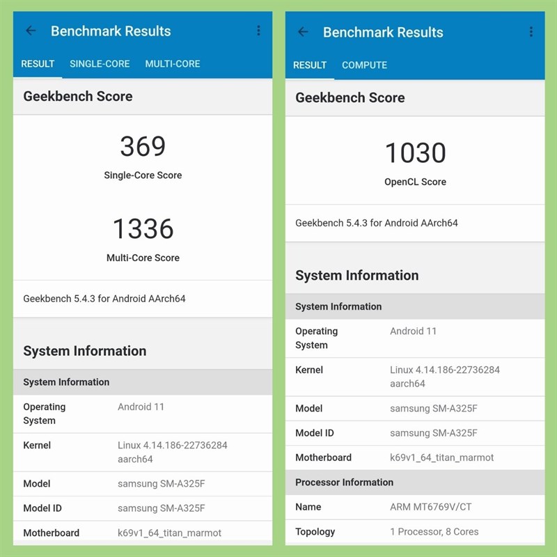 Điểm Geekbench 5 của Samsung Galaxy A32