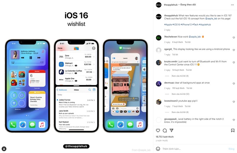 iOS 16 sẽ có tính năng chia đôi màn hình? Nguồn: @theapplehub.