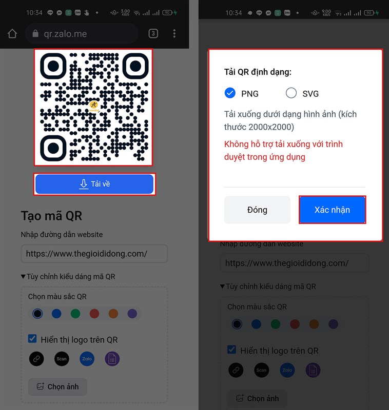 cách tạo mã QR bằng Zalo QR