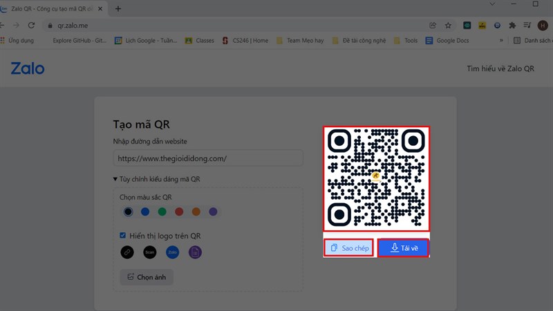 cách tạo mã QR bằng Zalo QR