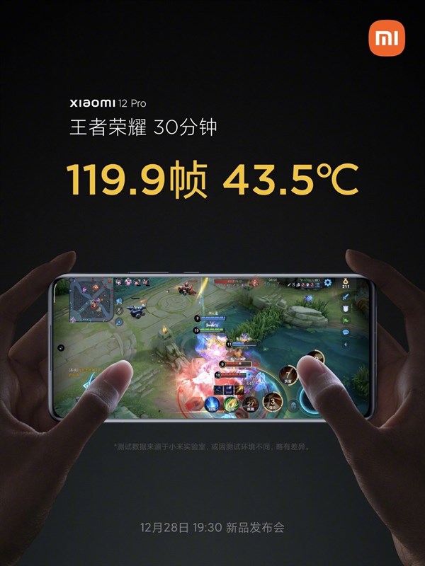 Xiaomi 12 Pro duy trì nhiệt độ 43,5 độ C sau 30 phút chơi game