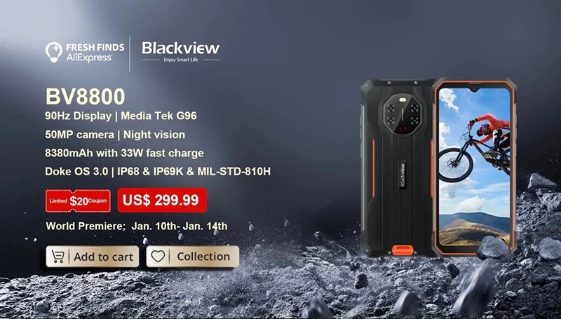 Thông số kỹ thuật và giá bán của Blackview BV8800