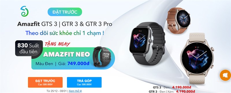 Đặt trước Amazfit GTR 3