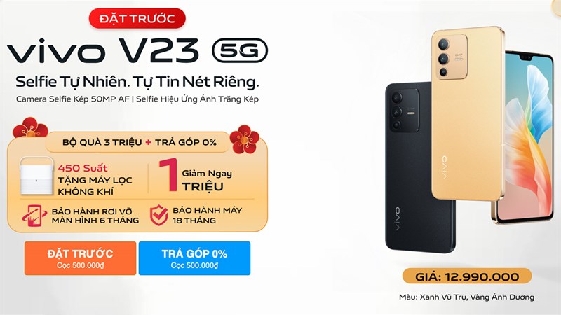 Đặt trước Vivo V23 5G: Nhận liền bộ quà cực cool trị giá 3 triệu đồng Đặt trước Vivo V23 5G: Nhận liền bộ quà cực cool trị giá 3 triệu đồng
