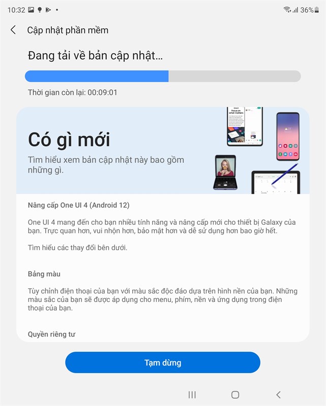 Galaxy Z Fold3 5G của mình đã nhận được bản cập nhật One UI 4.0 với dung lượng khoảng 2.8 GB.