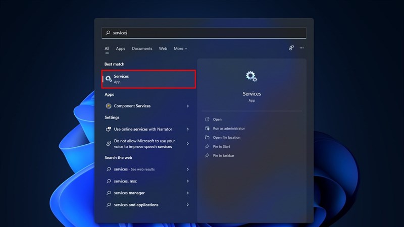 Tổng hợp những cách mở ứng dụng Services trong Windows 11