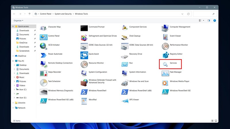 Tổng hợp những cách mở ứng dụng Services trong Windows 11
