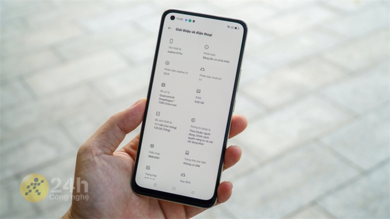 Thông số cấu hình mạnh mẽ của Realme 8 Pro.